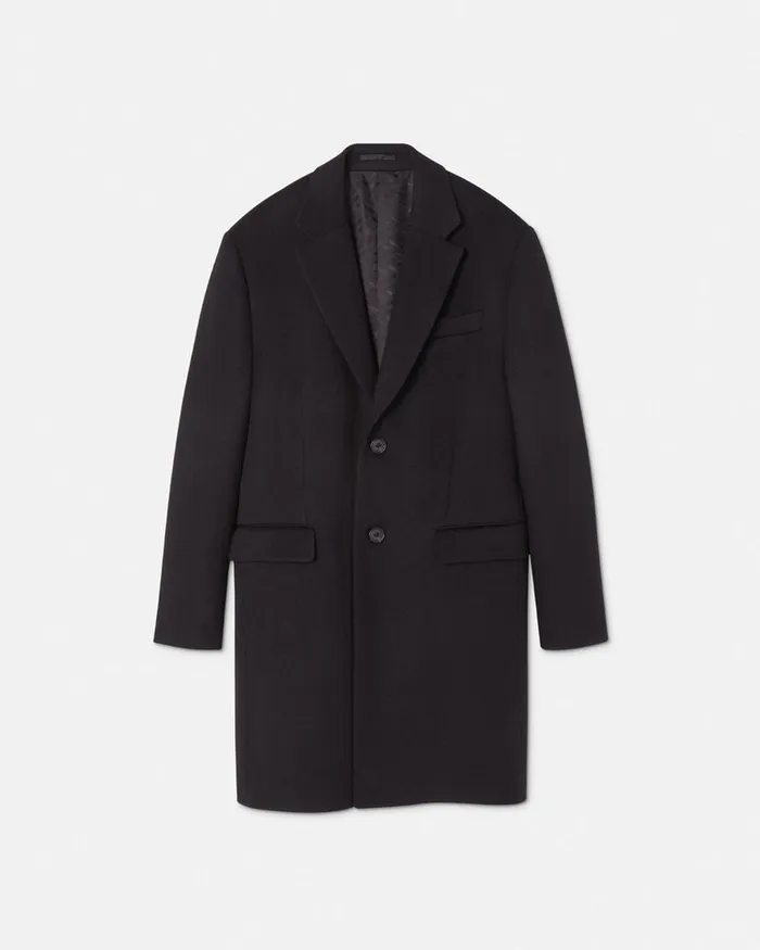 Versace SingleBreasted Coat Black Men Jackets and Coats