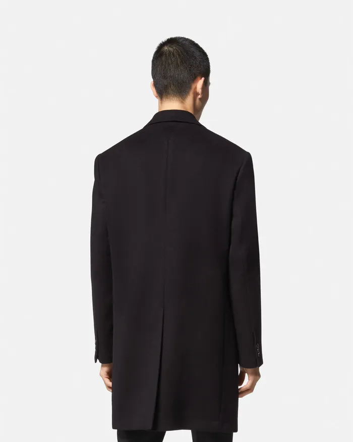 Versace SingleBreasted Coat Black Men Jackets and Coats