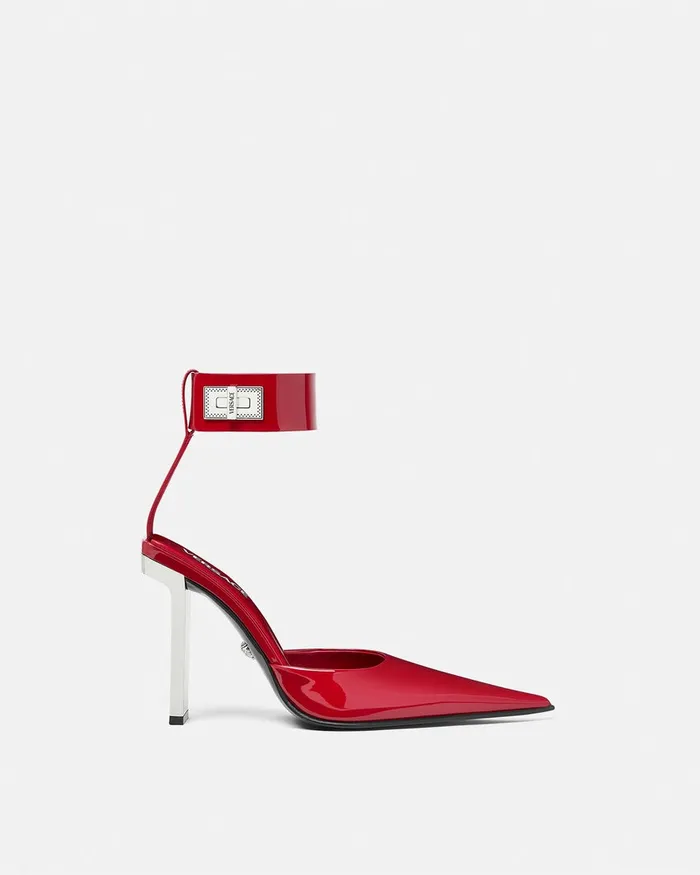Versace Slice Patent Slingback Pumps 105 Mm Red Women Pumps and Slingbacks