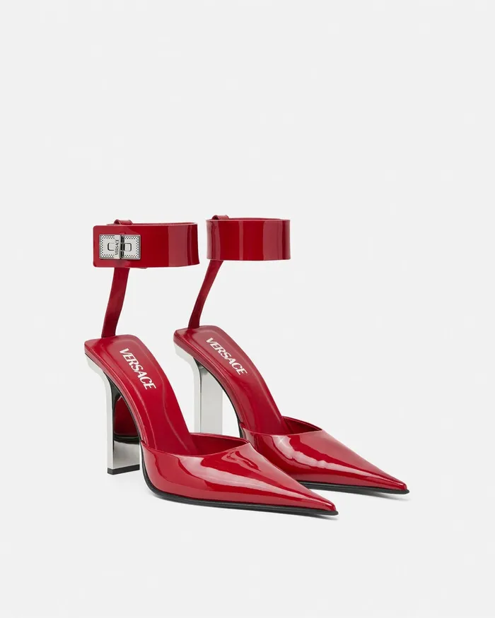 Versace Slice Patent Slingback Pumps 105 Mm Red Women Pumps and Slingbacks