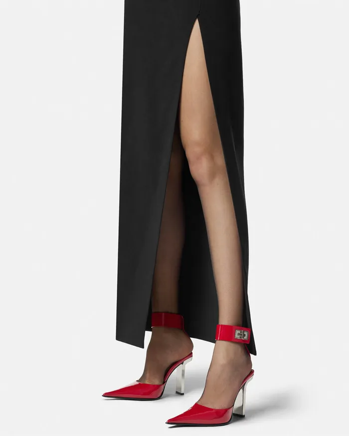 Versace Slice Patent Slingback Pumps 105 Mm Red Women Pumps and Slingbacks
