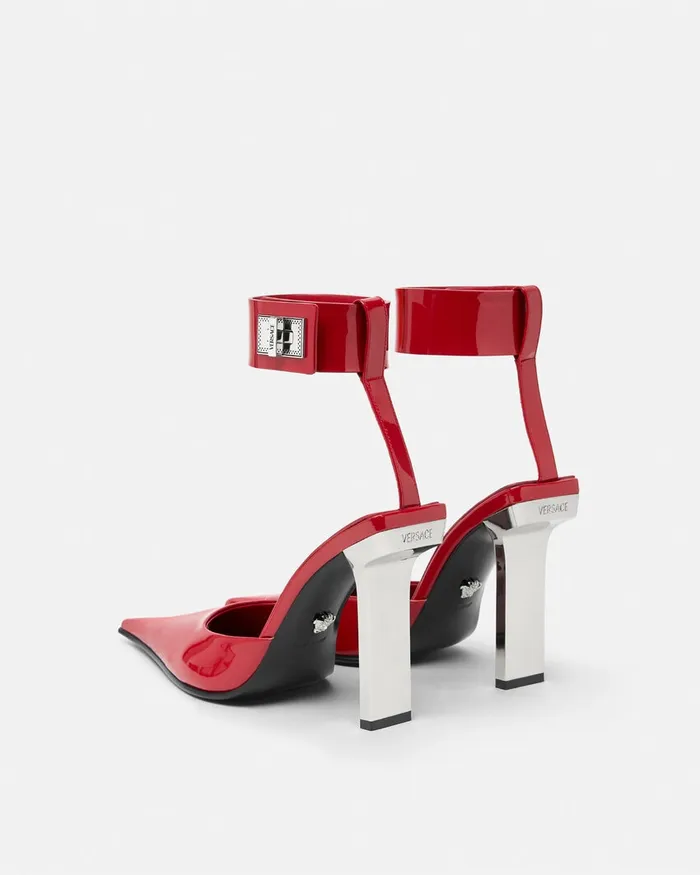 Versace Slice Patent Slingback Pumps 105 Mm Red Women Pumps and Slingbacks