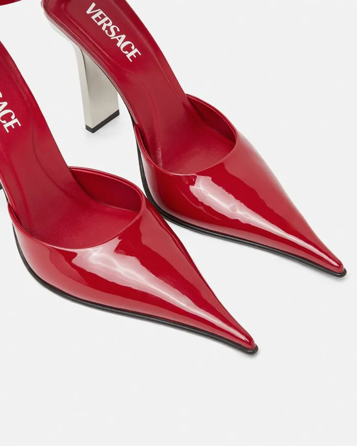 Versace Slice Patent Slingback Pumps 105 Mm Red Women Pumps and Slingbacks