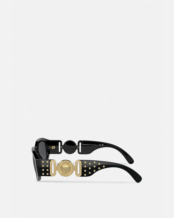 Versace Studded Medusa Biggie Sunglasses Black WomenMen Sunglasses