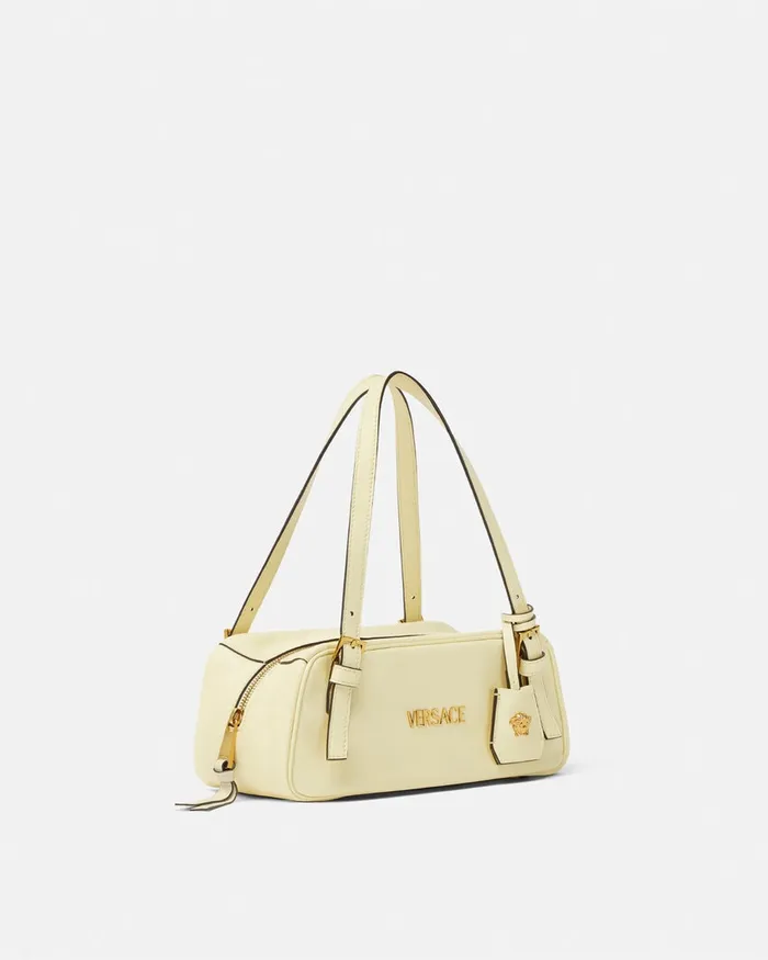 Versace Tag Bowling Shoulder Bag Yellow Women Top Handle