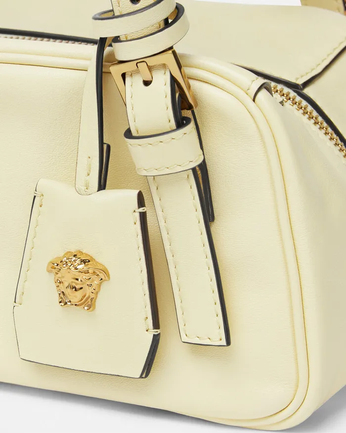 Versace Tag Bowling Shoulder Bag Yellow Women Top Handle