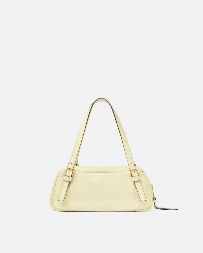 Versace Tag Bowling Shoulder Bag Yellow Women Top Handle