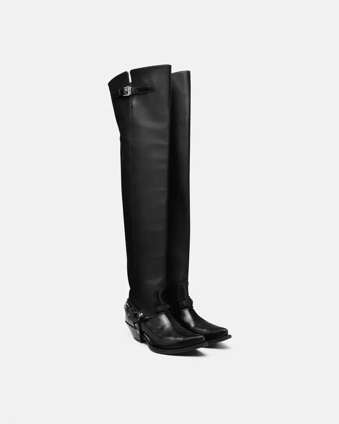 Versace Texano ThighHigh Boots 40 Mm Black Men Boots
