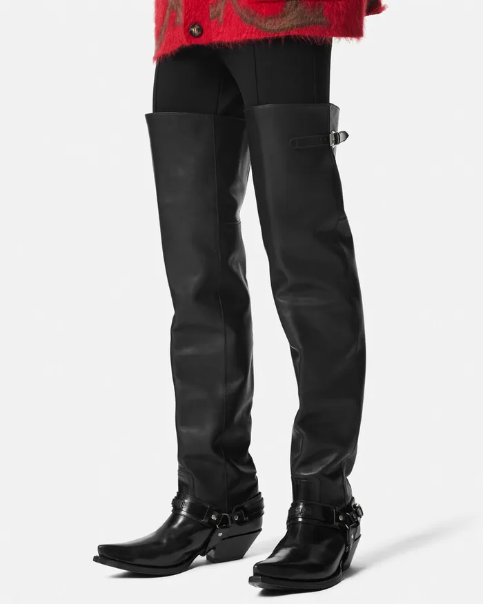 Versace Texano ThighHigh Boots 40 Mm Black Men Boots