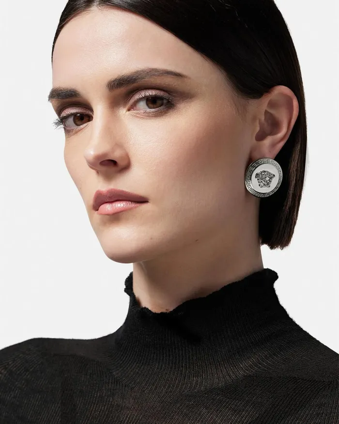 Versace Tribute Medusa Stud Earrings Silver Women Earrings