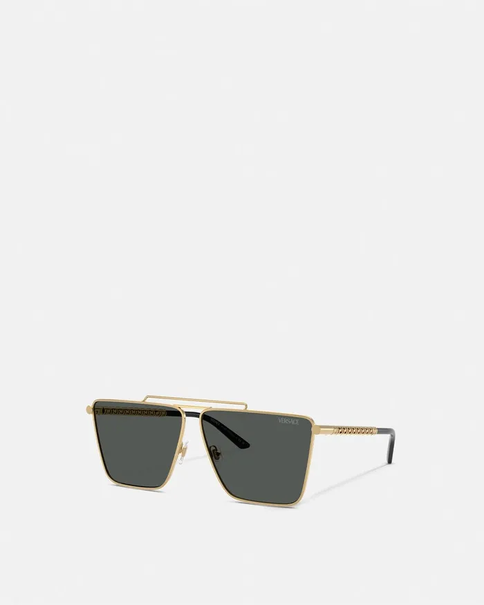 Versace Tubular Greca Sunglasses Blackgold Men Sunglasses