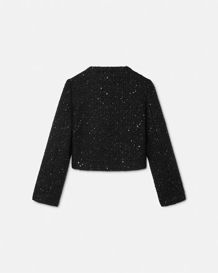 Versace Tweed Cardigan Jacket Black Kids Outerwear