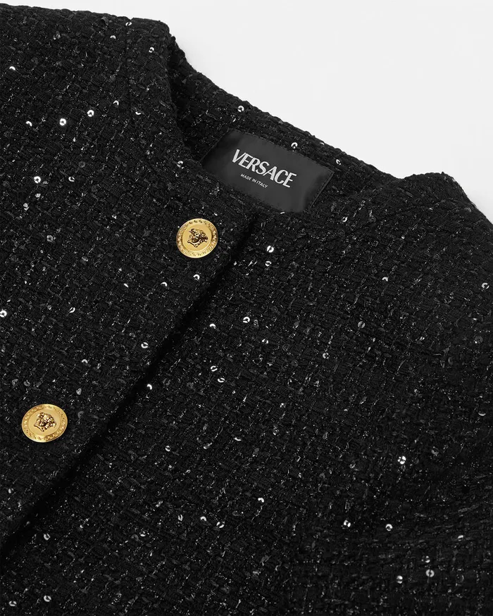 Versace Tweed Cardigan Jacket Black Kids Outerwear