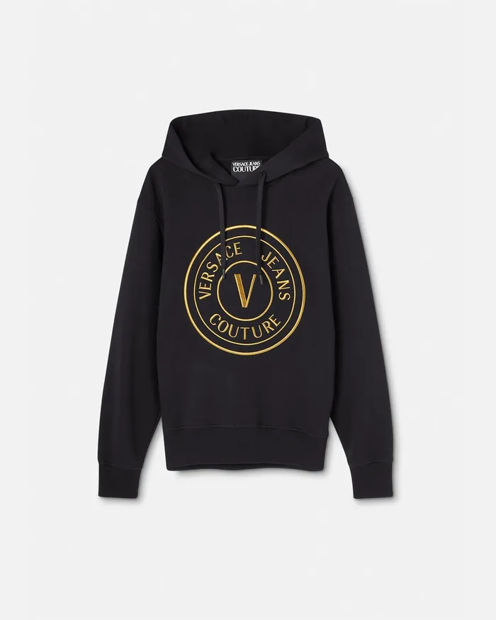 Versace VEmblem Hoodie Blackgold Men Jeans Couture