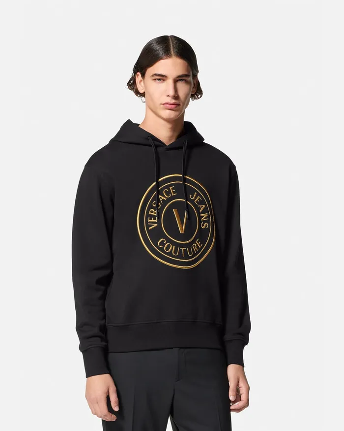 Versace VEmblem Hoodie Blackgold Men Jeans Couture
