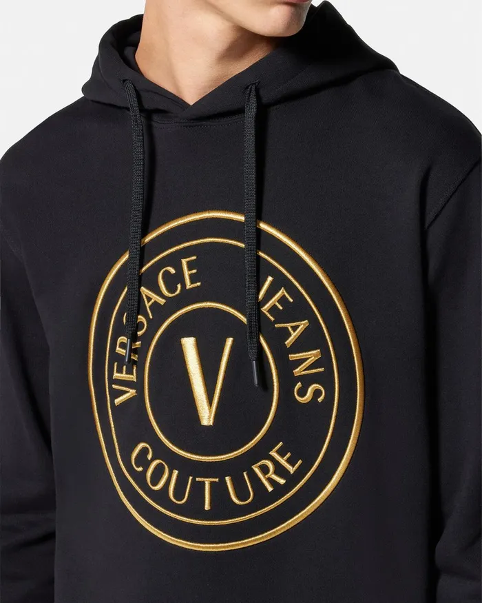 Versace VEmblem Hoodie Blackgold Men Jeans Couture