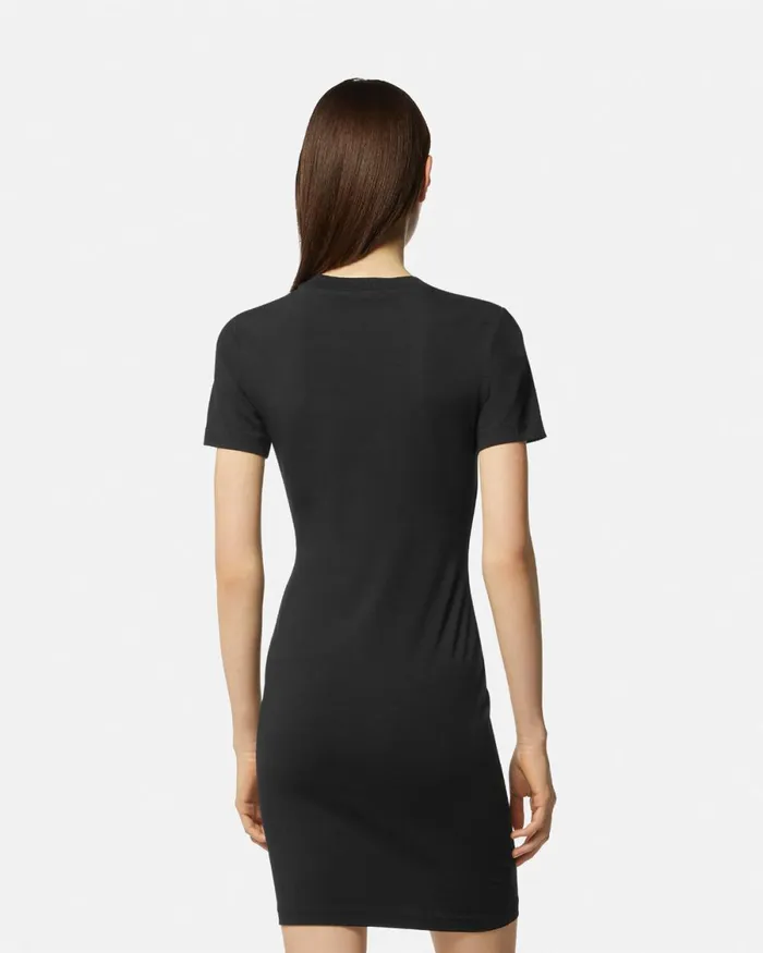 Versace VEmblem Logo TShirt Dress Blackgold Women Jeans Couture