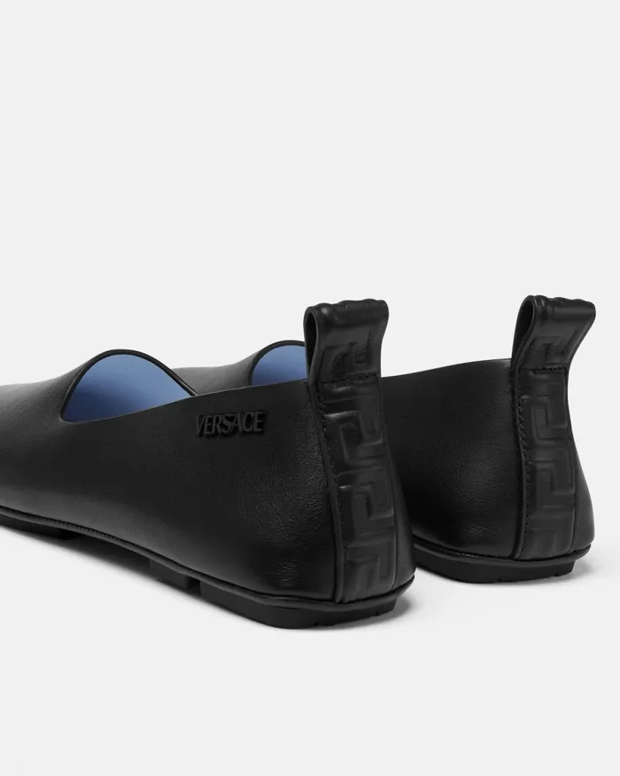 Versace Villa Driver Shoes Black Men Loafers and Slippers
