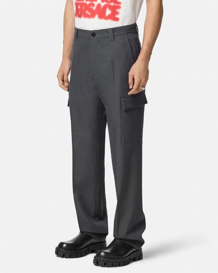Versace Wool Cargo Trousers Gray Men Pants and Shorts