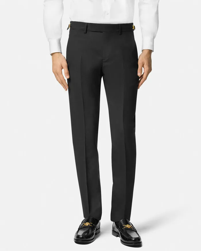 Versace Wool Formal Pants Black Men Blazers and Suits