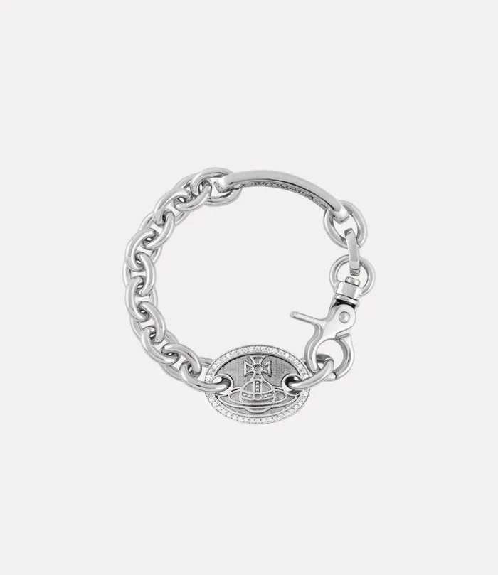 Vivienne Westwood Bracelets Women Man Orpheus Bracelet Antique Platinum White Cz