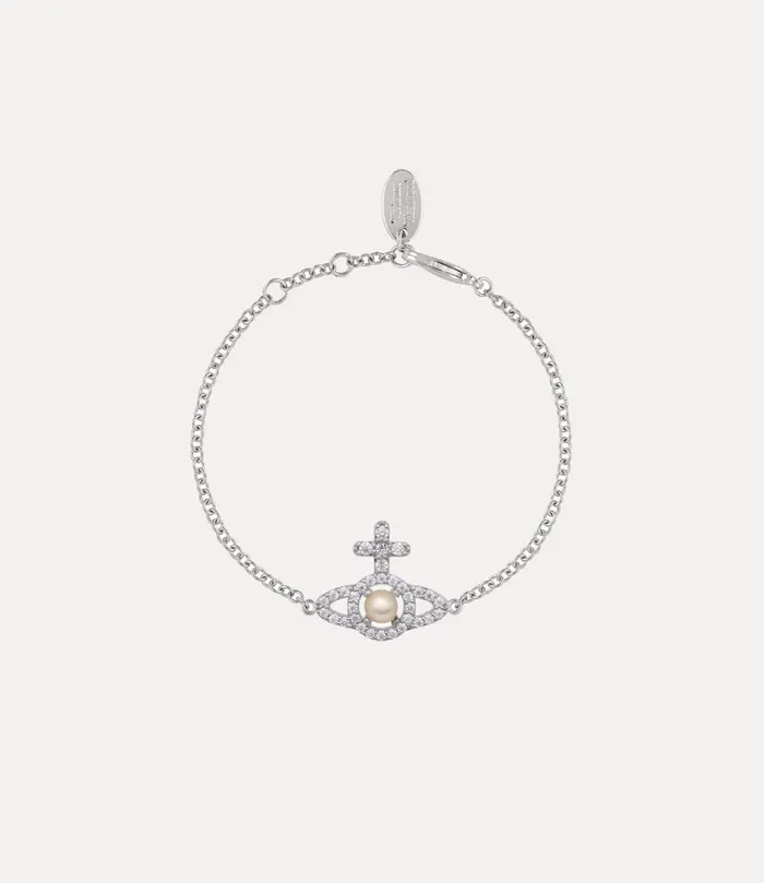 Vivienne Westwood Bracelets Women Olympia Pearl Chain Bracelet Platinum Creamrose Pearl White Cz