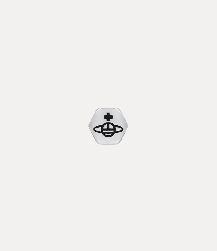 Vivienne Westwood Earrings MenWomen Adel Single Stud Earring Platinum Black Enamel Vivienne Westwood Earrings MenWomen Adel Single Stud Earring Platinum Black Enamel