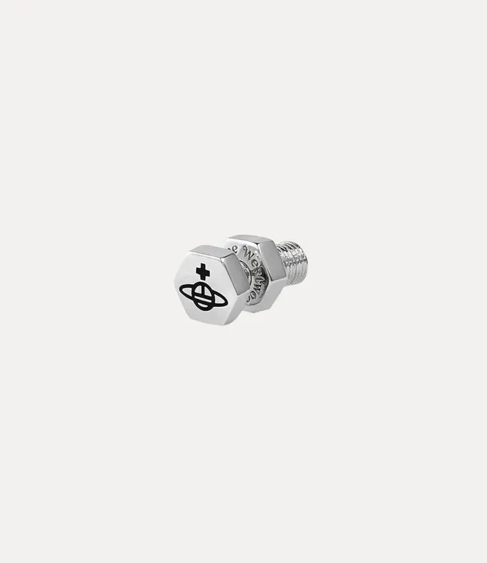 Vivienne Westwood Earrings MenWomen Adel Single Stud Earring Platinum Black Enamel