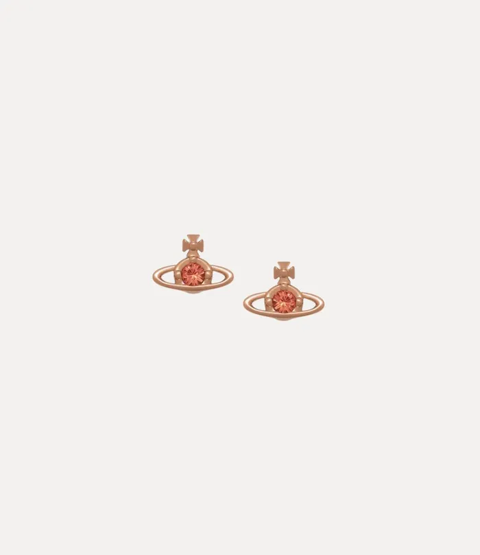 Vivienne Westwood Earrings Women Nano Solitaire Earrings Pink Gold Padparadscha Crystal Vivienne Westwood Earrings Women Nano Solitaire Earrings Pink Gold Padparadscha Crystal