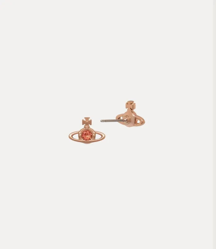 Vivienne Westwood Earrings Women Nano Solitaire Earrings Pink Gold Padparadscha Crystal