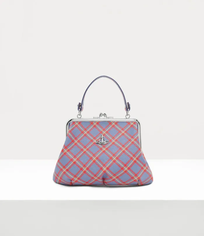 Vivienne Westwood Handbags Women Granny Frame Purse Blueorange Tartan