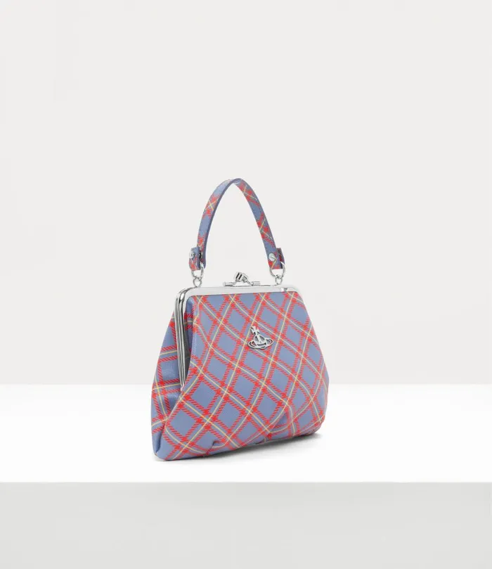 Vivienne Westwood Handbags Women Granny Frame Purse Blueorange Tartan