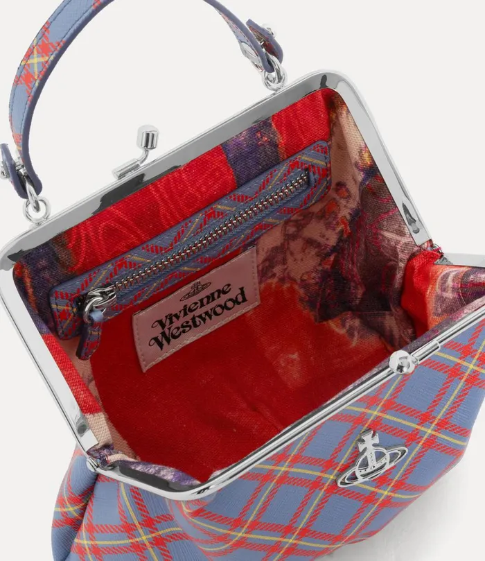 Vivienne Westwood Handbags Women Granny Frame Purse Blueorange Tartan