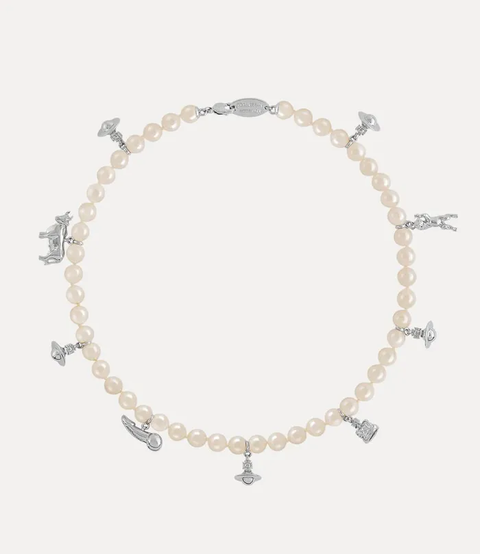 Vivienne Westwood Necklaces Men Man Anglo Pearl Necklace Platinum Creamrose Pearl