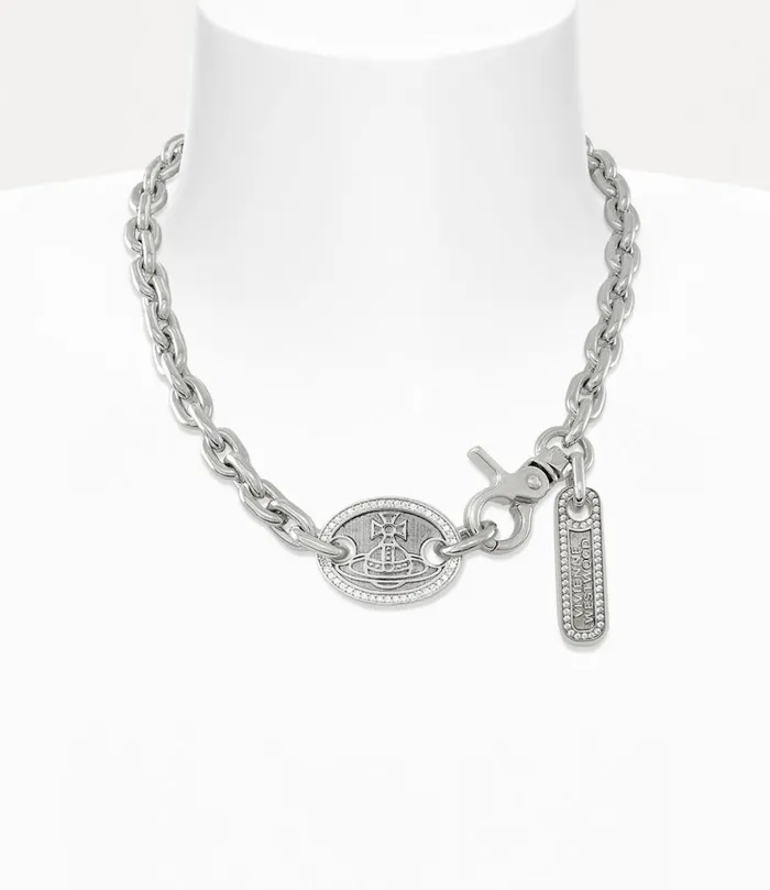 Vivienne Westwood Necklaces Men Man Orpheus Choker Antique Platinum White Cz