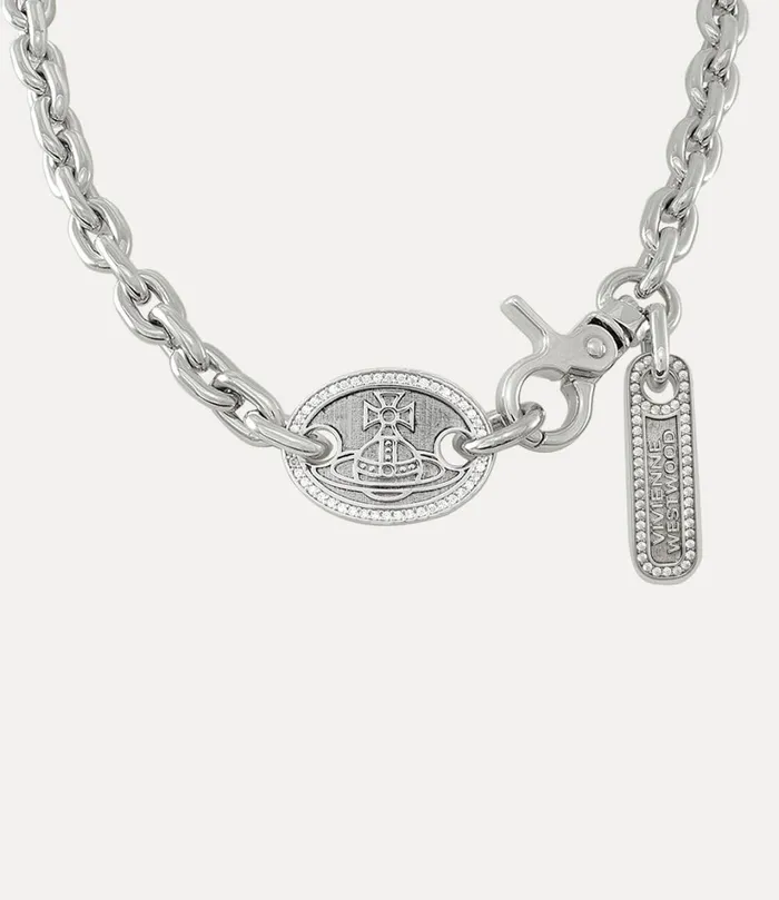 Vivienne Westwood Necklaces Men Man Orpheus Choker Antique Platinum White Cz