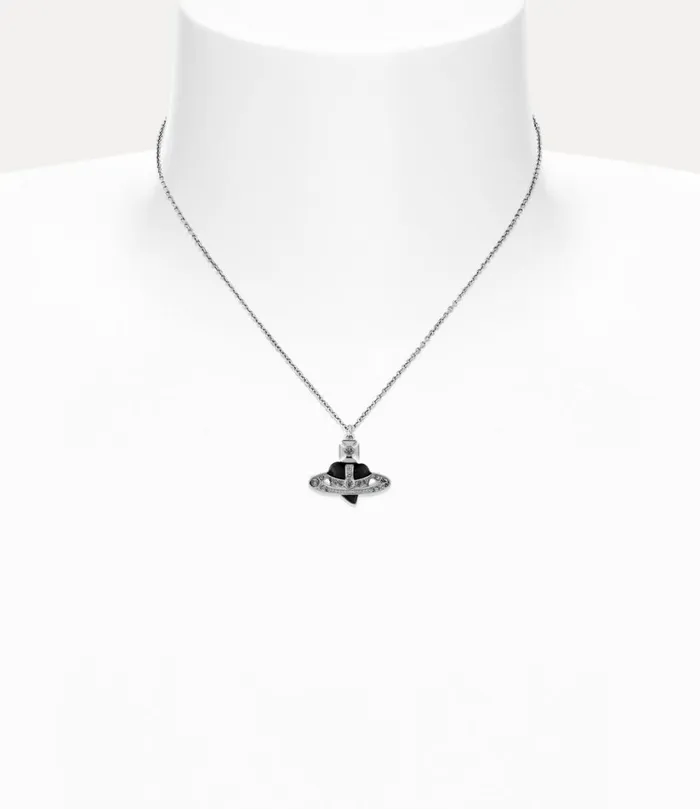 Vivienne Westwood Necklaces Women New Diamante Heart Pendant Necklace Platinumblack Diamond Crystalblack