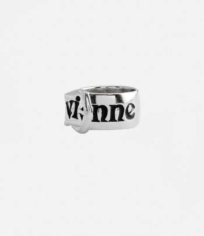 Vivienne Westwood Rings Women Belt Ring Platinum Black Enamel