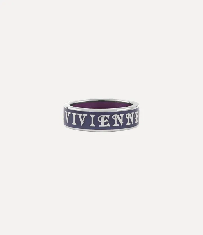 Vivienne Westwood Rings WomenMen Conduit Street Ring Platinum Navy Aubergine Enamel