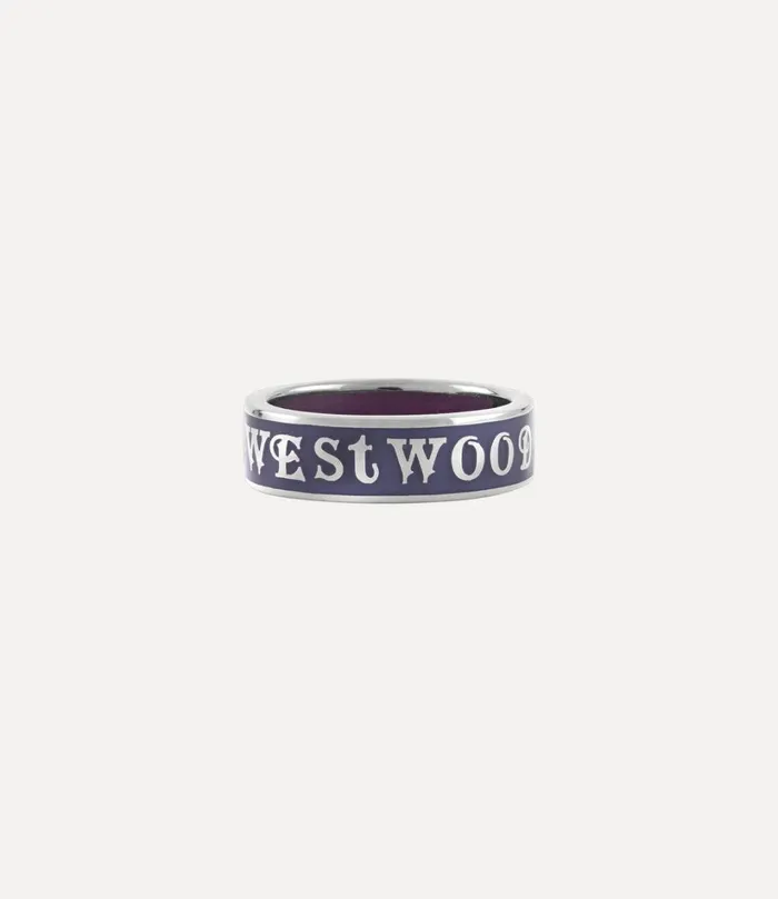 Vivienne Westwood Rings WomenMen Conduit Street Ring Platinum Navy Aubergine Enamel