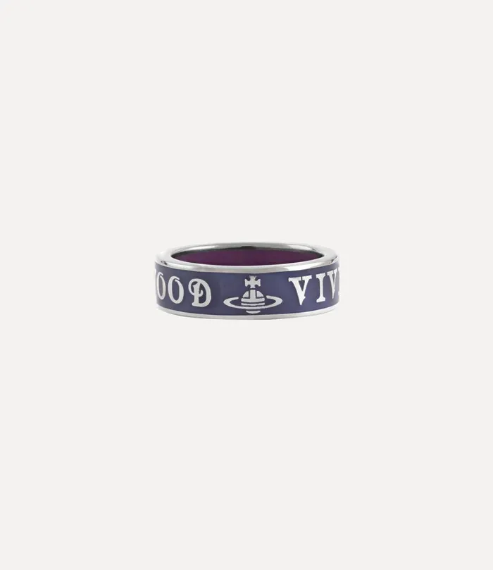 Vivienne Westwood Rings WomenMen Conduit Street Ring Platinum Navy Aubergine Enamel