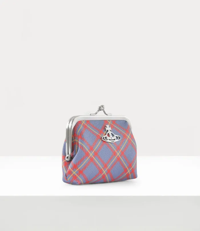 Vivienne Westwood Wallets And Purses Women Frame Coin Purse Blueorange Tartan