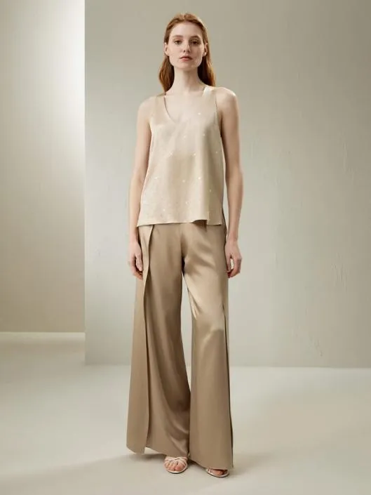 Watershine Bronze Silk Wide Leg Pants For Women Women Lilysilk Bottoms