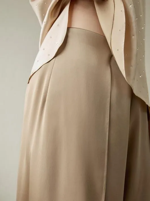 Watershine Bronze Silk Wide Leg Pants For Women Women Lilysilk Bottoms