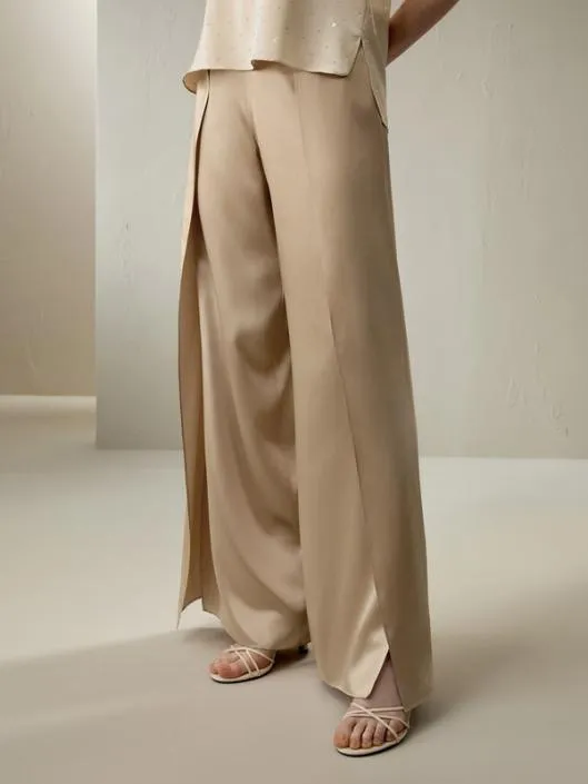 Watershine Bronze Silk Wide Leg Pants For Women Women Lilysilk Bottoms