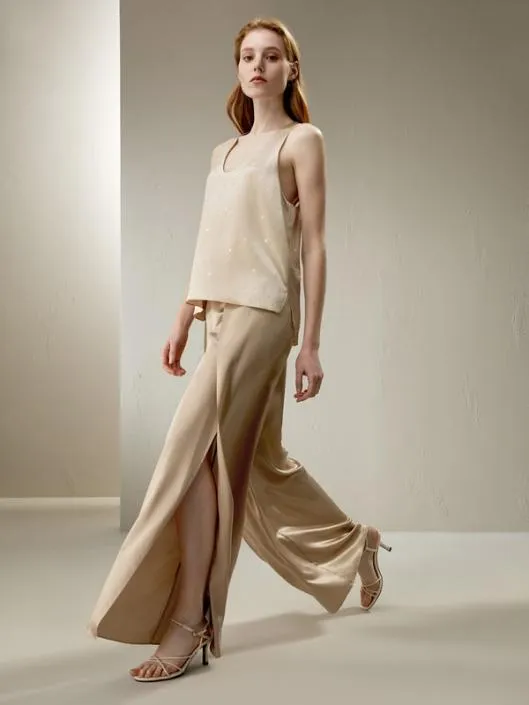 Watershine Bronze Silk Wide Leg Pants For Women Women Lilysilk Bottoms