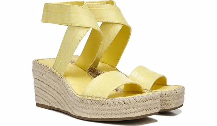 Wedge Sandals Women Franco Sarto Franco Carezza Espadrille Wedge Sandal Light Yellow Leather