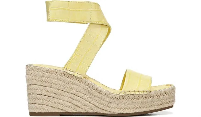 Wedge Sandals Women Franco Sarto Franco Carezza Espadrille Wedge Sandal Light Yellow Leather