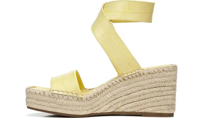 Wedge Sandals Women Franco Sarto Franco Carezza Espadrille Wedge Sandal Light Yellow Leather