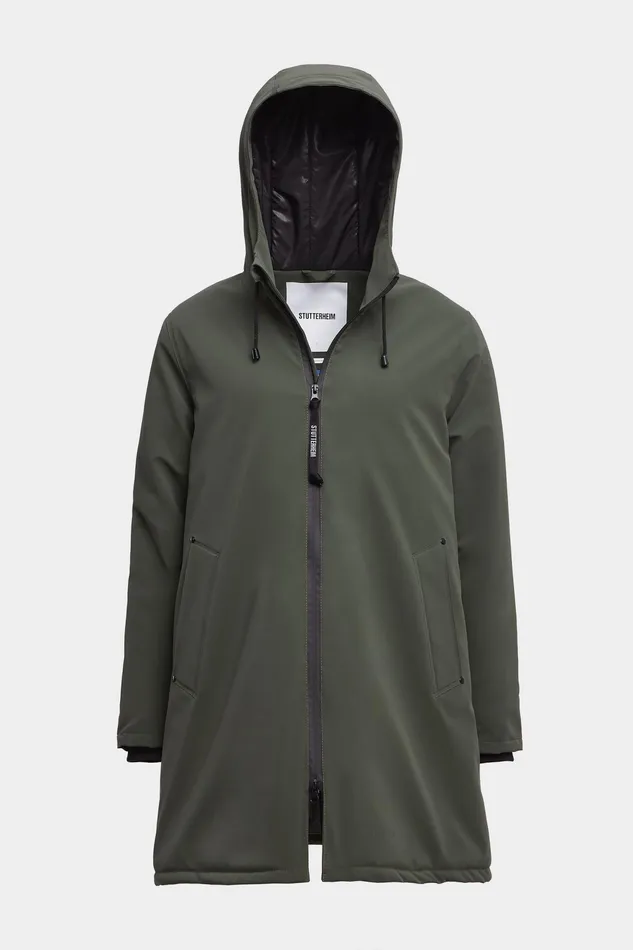 Winter Coats Women Stutterheim Mosebacke Matte Winter Jacket Dark Green